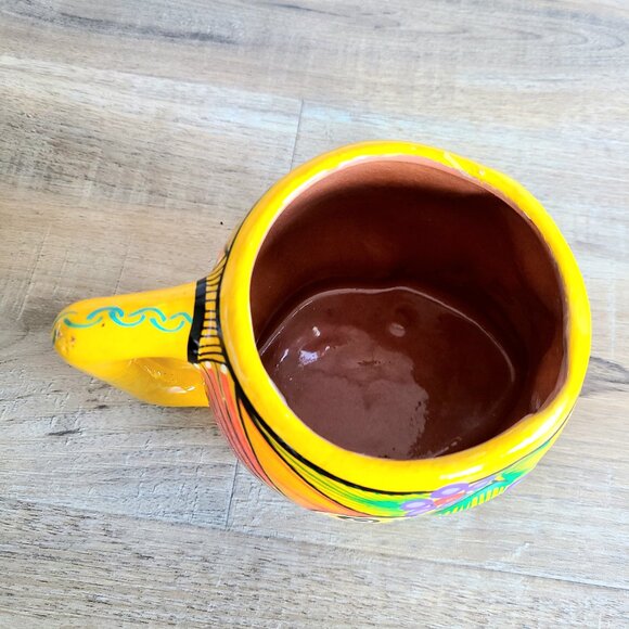 Calaca Mexico Skull handmade hand painted mug. - Picture 5 of 6